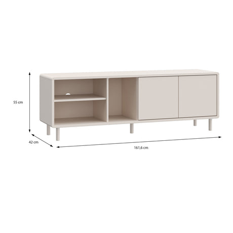 Wooden TV Stand With 2 Doors And Open Shelves - Playly