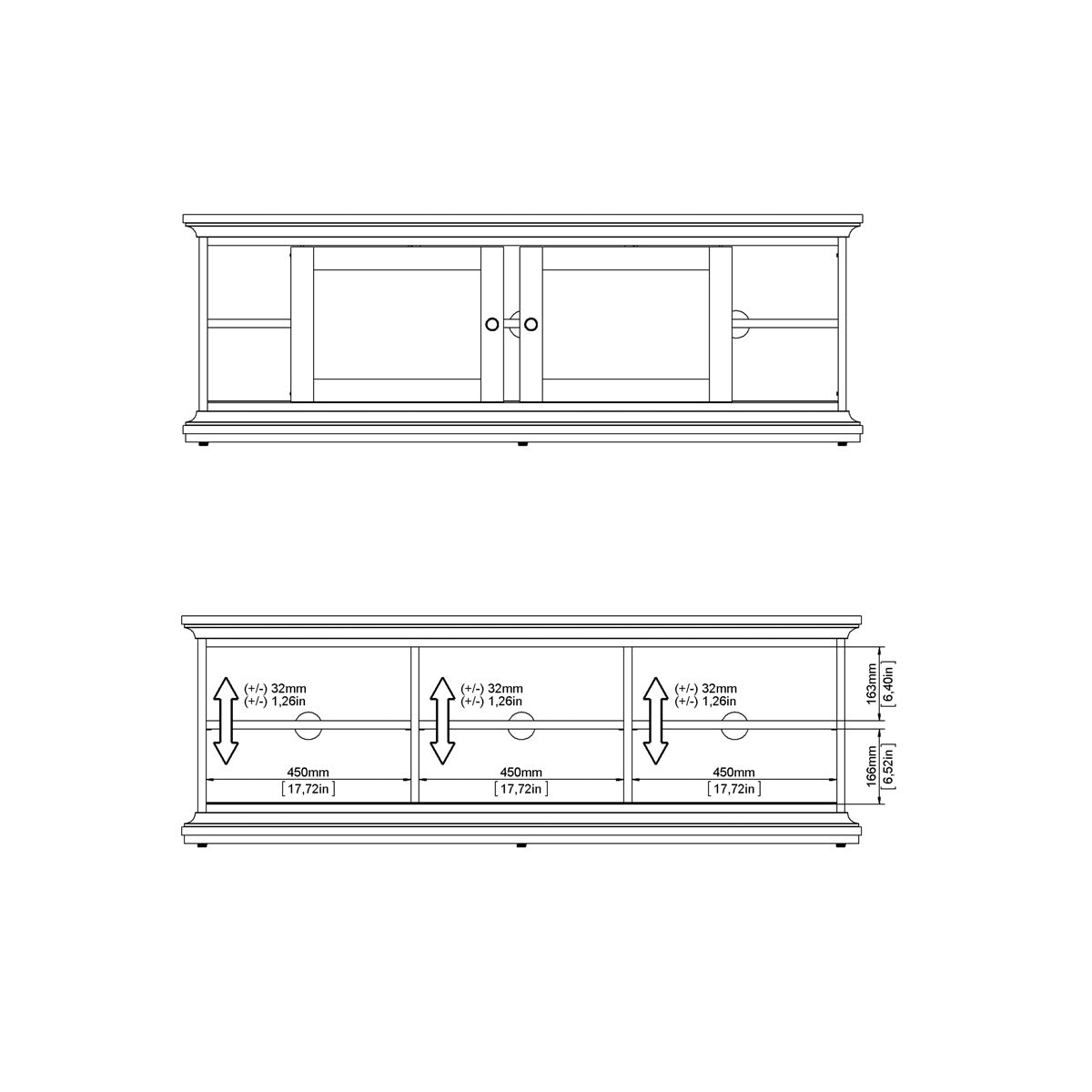 Wooden TV Stand With 2 Doors - Paris