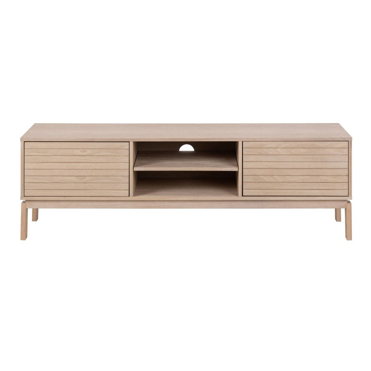 Wooden TV Stand With 2 Doors And Shelf - Linley