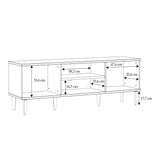 Wooden TV Stand With 2 Doors And Rattan Effect Front - Calasetta