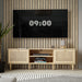 Wooden TV Stand With 2 Doors And Rattan Effect Front - Calasetta