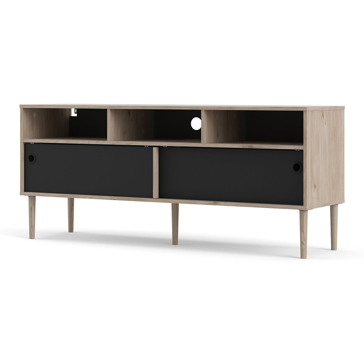Wooden TV Stand With 2 Sliding Doors in Jackson Hickory Oak - Rome