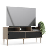 Wooden TV Stand With 2 Sliding Doors in Jackson Hickory Oak - Rome