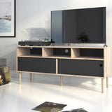 Wooden TV Stand With 2 Sliding Doors in Jackson Hickory Oak - Rome