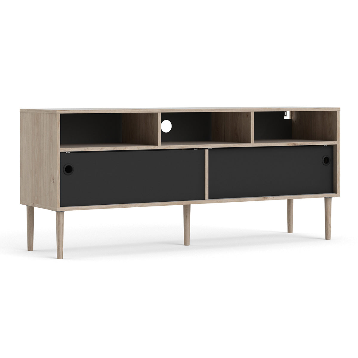 Wooden TV Stand With 2 Sliding Doors in Jackson Hickory Oak - Rome