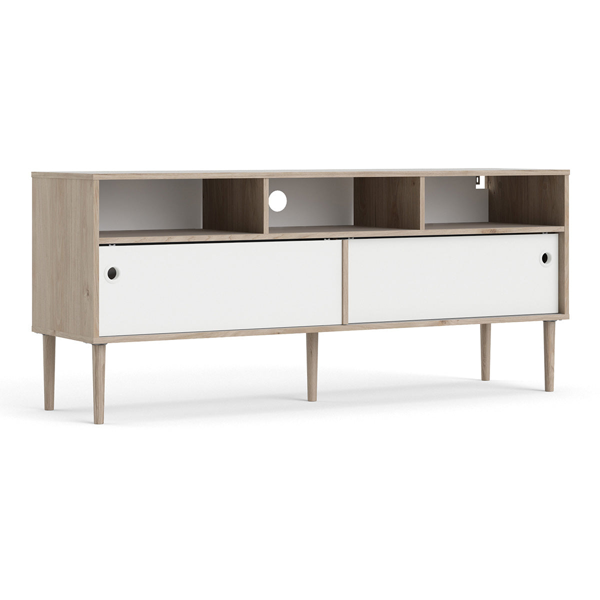 Wooden TV Stand With 2 Sliding Doors in Jackson Hickory Oak - Rome