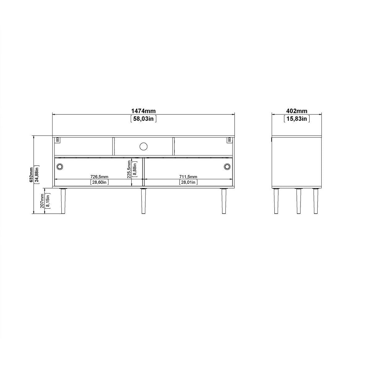 Wooden TV Stand With 2 Sliding Doors in Jackson Hickory Oak - Rome