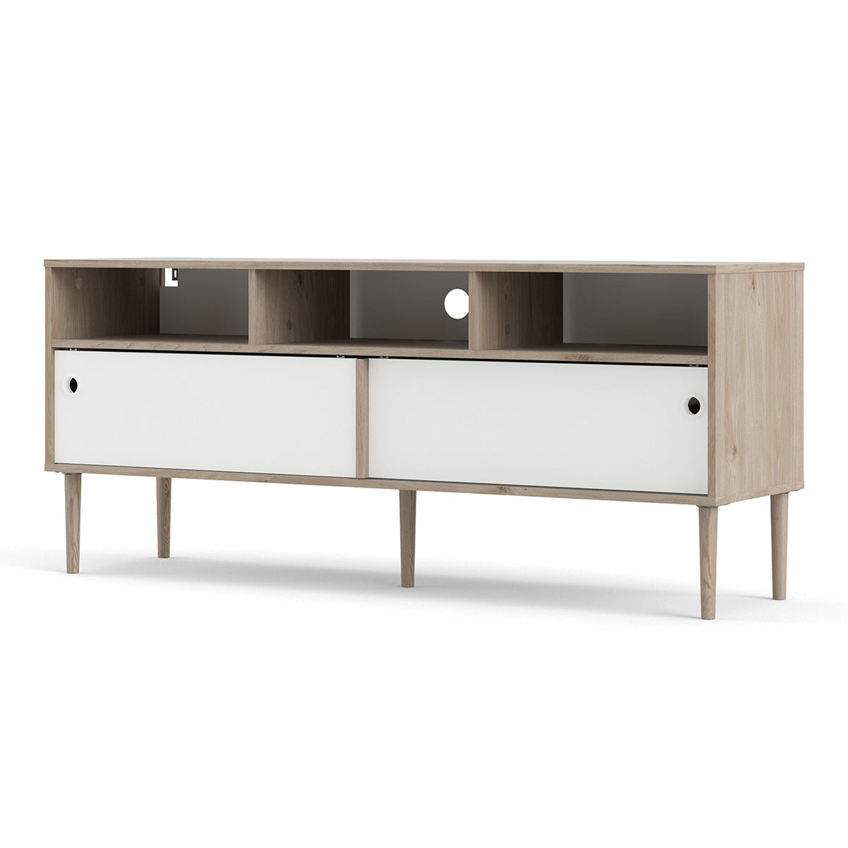 Wooden TV Stand With 2 Sliding Doors in Jackson Hickory Oak - Rome