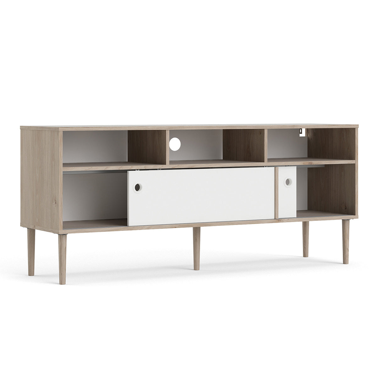 Wooden TV Stand With 2 Sliding Doors in Jackson Hickory Oak - Rome