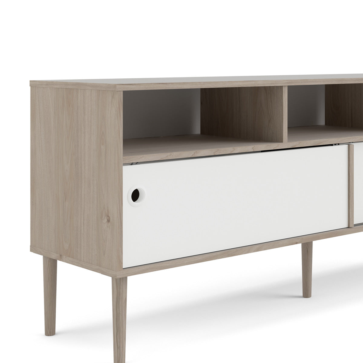 Wooden TV Stand With 2 Sliding Doors in Jackson Hickory Oak - Rome