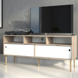 Wooden TV Stand With 2 Sliding Doors in Jackson Hickory Oak - Rome