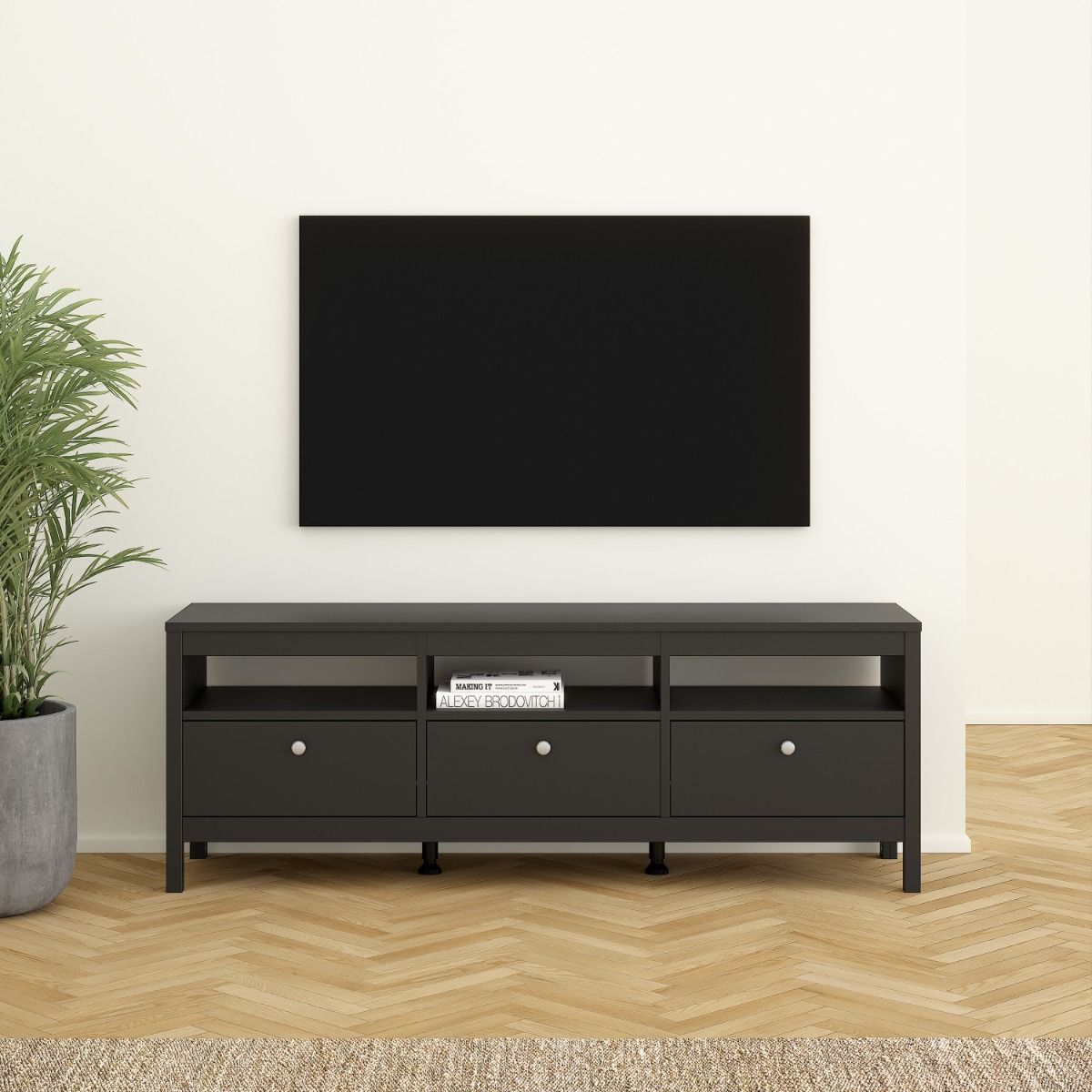 Wooden TV Stand With 3 Drawers - Madrid
