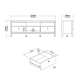 Wooden TV Stand With 3 Drawers - Madrid