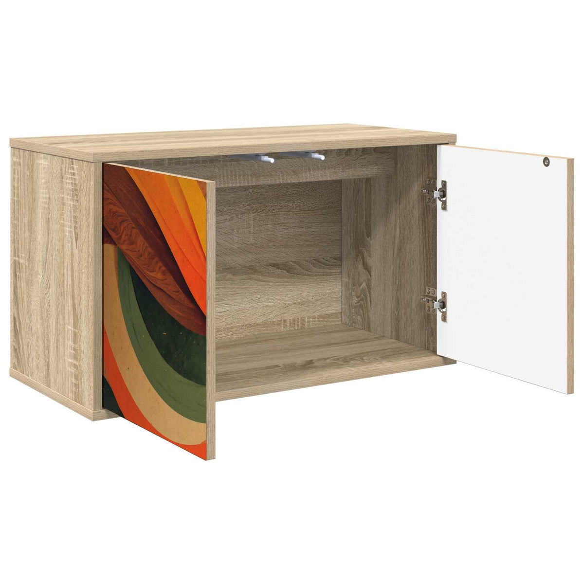 Wooden TV Stand 69cm Wide Wall Hung With 2 Doors - Bonn
