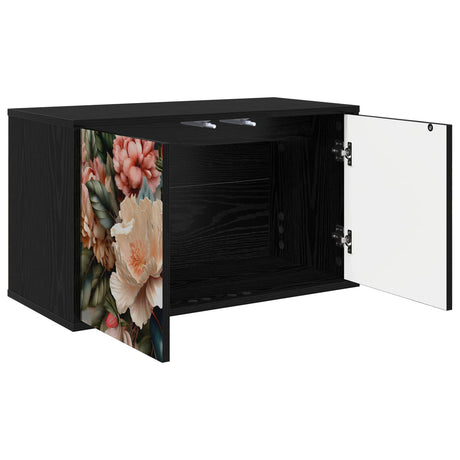 Wooden TV Stand 69cm Wide Wall Hung With 2 Doors - Borne
