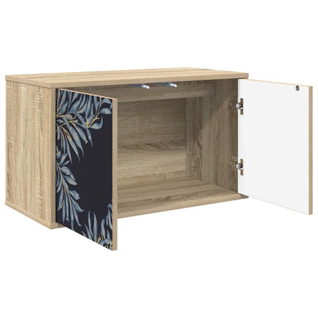 Wooden TV Stand 69cm Wide Wall Hung With 2 Doors - Dokkum