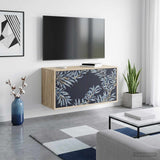 Wooden TV Stand 69cm Wide Wall Hung With 2 Doors - Dokkum