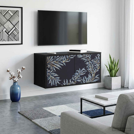Wooden TV Stand 69cm Wide Wall Hung With 2 Doors - Dokkum