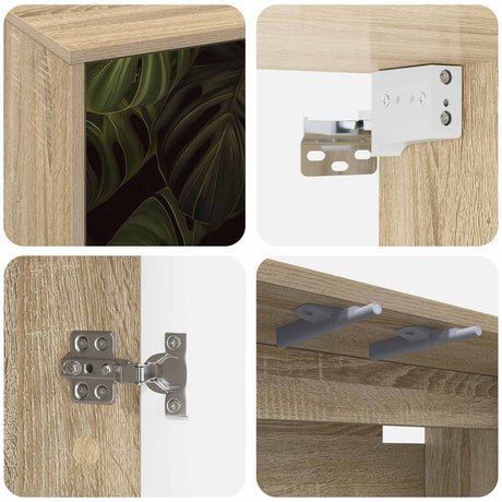 Wooden TV Stand 69cm Wide Wall Hung With 2 Doors - Elburg