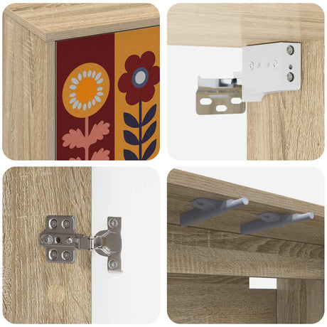 Wooden TV Stand 69cm Wide Wall Hung With 2 Doors - Essen