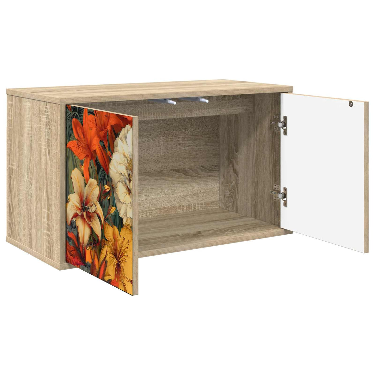 Wooden TV Stand 69cm Wide Wall Hung With 2 Doors - Gennep