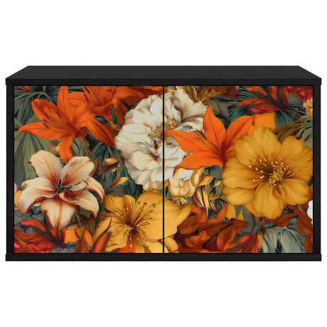 Wooden TV Stand 69cm Wide Wall Hung With 2 Doors - Gennep