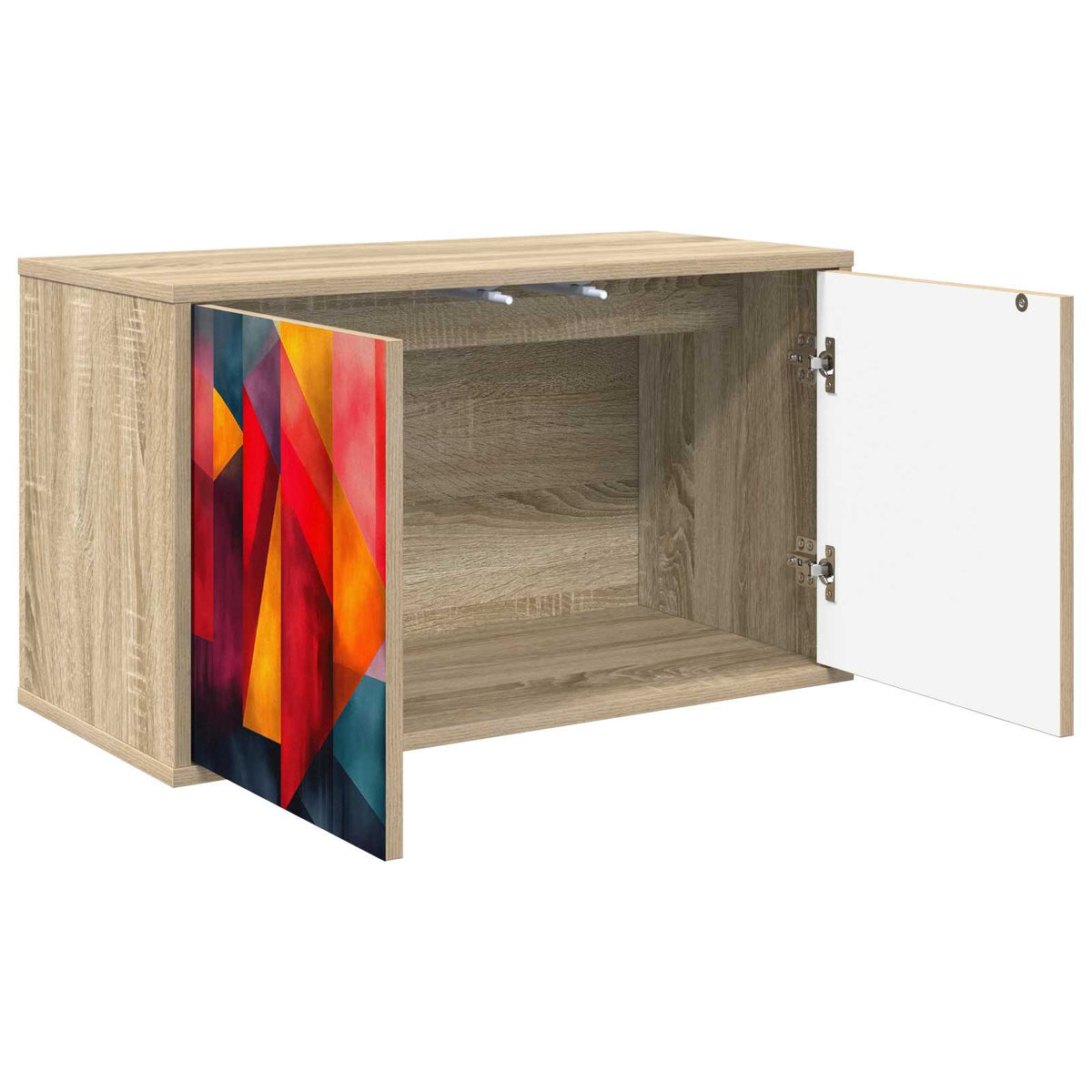 Wooden TV Stand 69cm Wide Wall Hung With 2 Doors - Heesch
