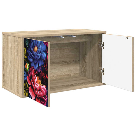 Wooden TV Stand 69cm Wide Wall Hung With 2 Doors - Kiel