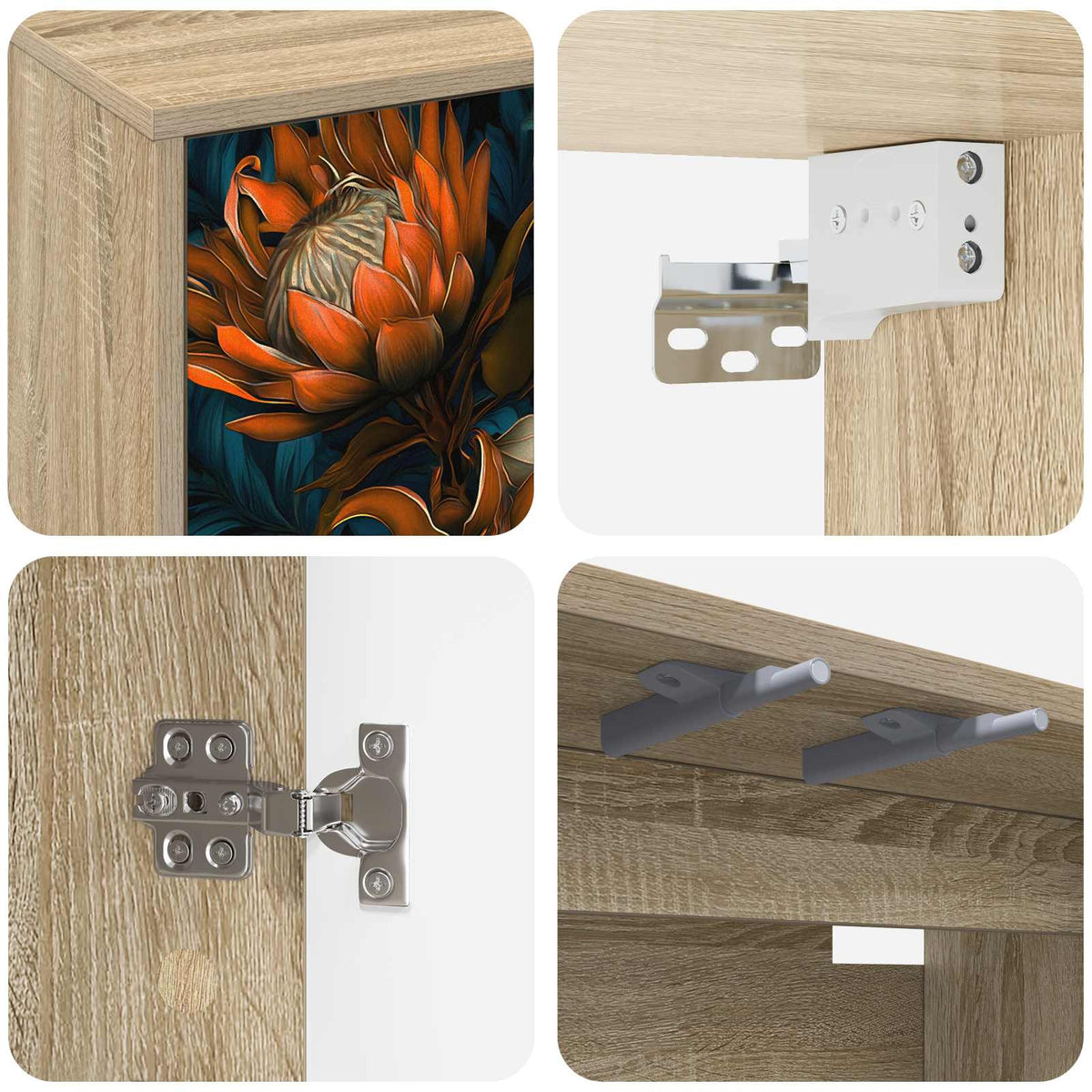 Wooden TV Stand 69cm Wide Wall Hung With 2 Doors - Lochem