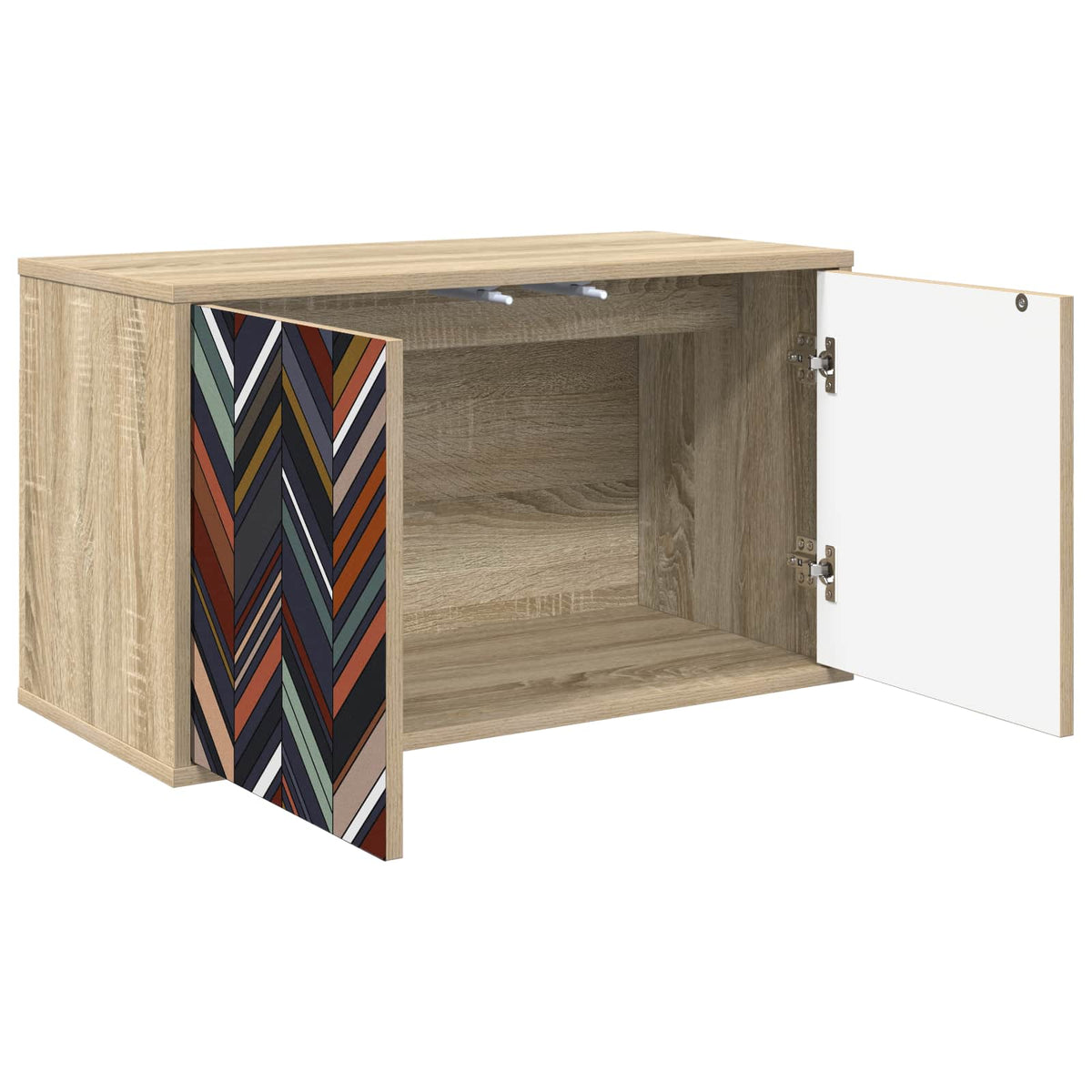 Wooden TV Stand 69cm Wide Wall Hung With 2 Doors - Ommen