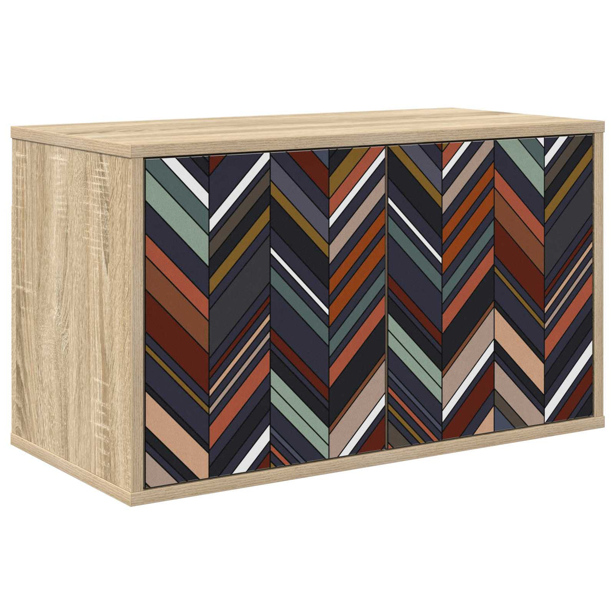 Wooden TV Stand 69cm Wide Wall Hung With 2 Doors - Ommen