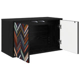 Wooden TV Stand 69cm Wide Wall Hung With 2 Doors - Ommen