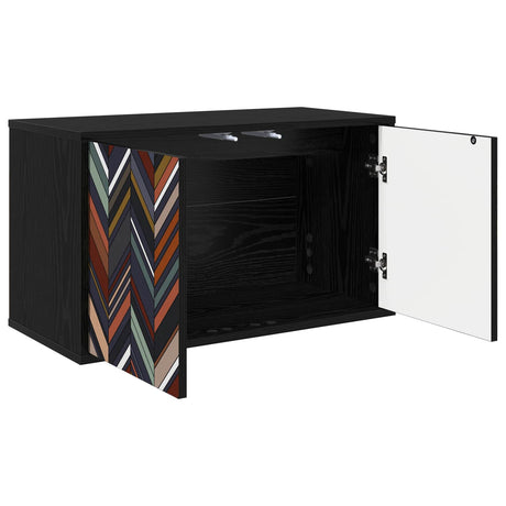 Wooden TV Stand 69cm Wide Wall Hung With 2 Doors - Ommen