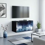 Wooden TV Stand 69cm Wide Wall Hung With 2 Doors - Raalte