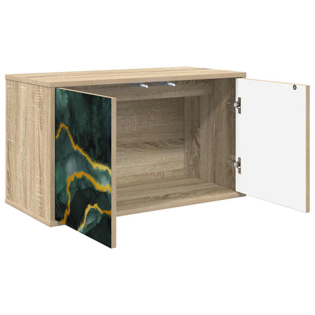 Wooden TV Stand 69cm Wide Wall Hung With 2 Doors - Wijhe