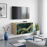 Wooden TV Stand 69cm Wide Wall Hung With 2 Doors - Wijhe