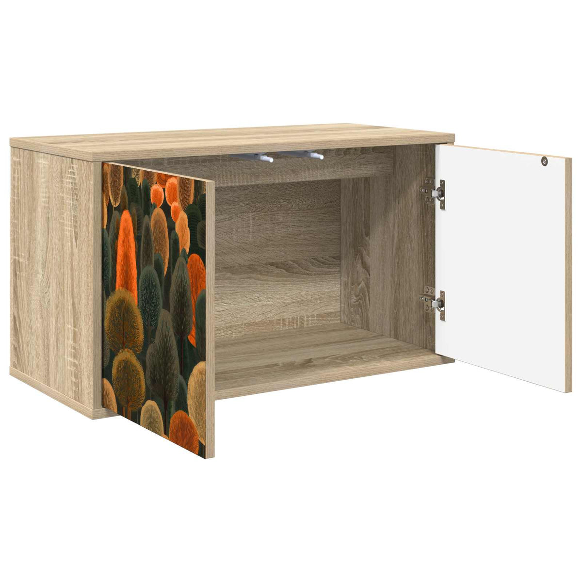 Wooden TV Stand 69cm Wide Wall Hung With 2 Doors - Zaandam