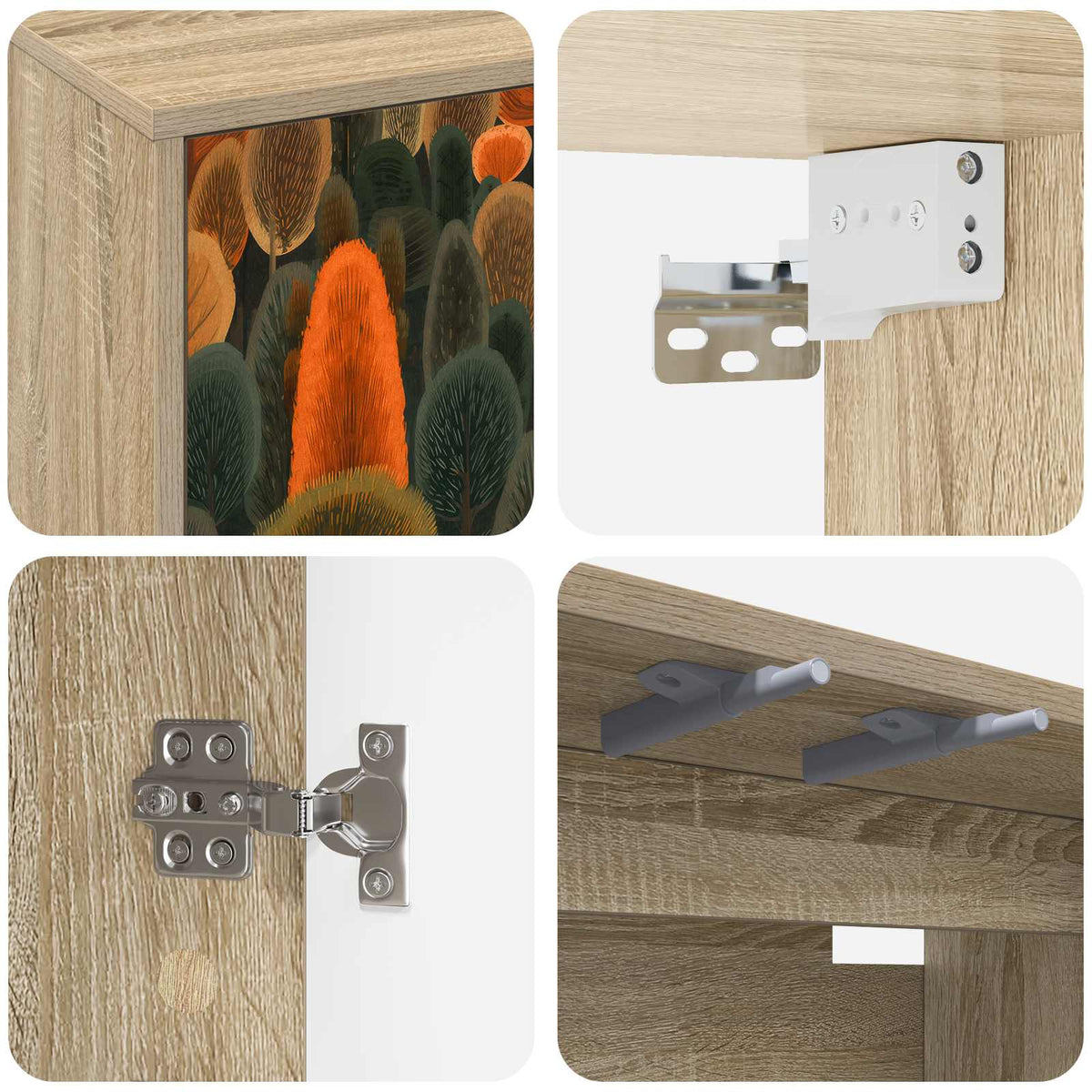 Wooden TV Stand 69cm Wide Wall Hung With 2 Doors - Zaandam