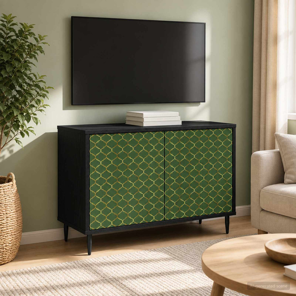 Wooden TV Stand 69cm Wide With 2 Doors And Raised Feet - Geleen