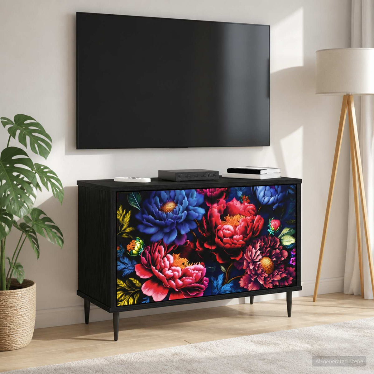 Wooden TV Stand 69cm Wide With 2 Doors And Raised Feet - Kiel