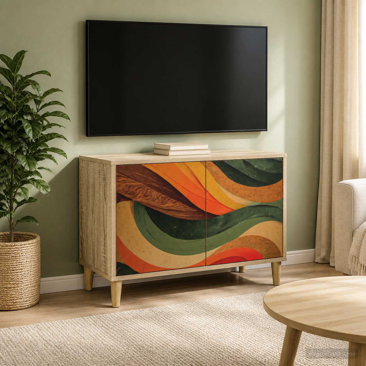 Wooden TV Stand 69cm Wide With 2 Doors - Bonn
