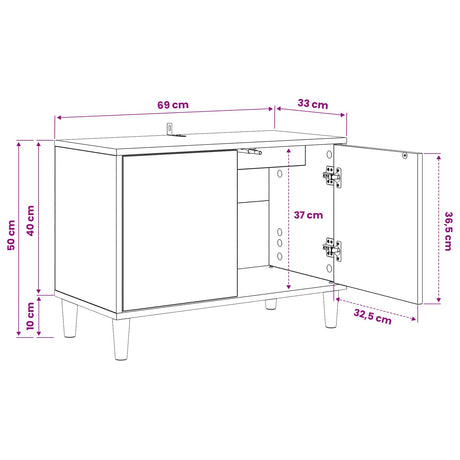 Wooden TV Stand 69cm Wide With 2 Doors - Borne