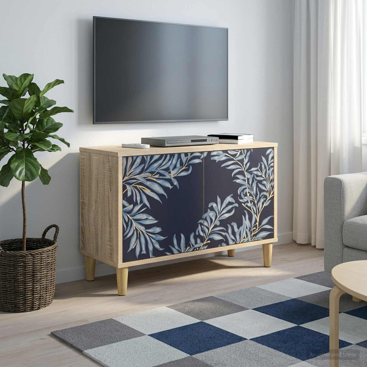 Wooden TV Stand 69cm Wide With 2 Doors - Dokkum