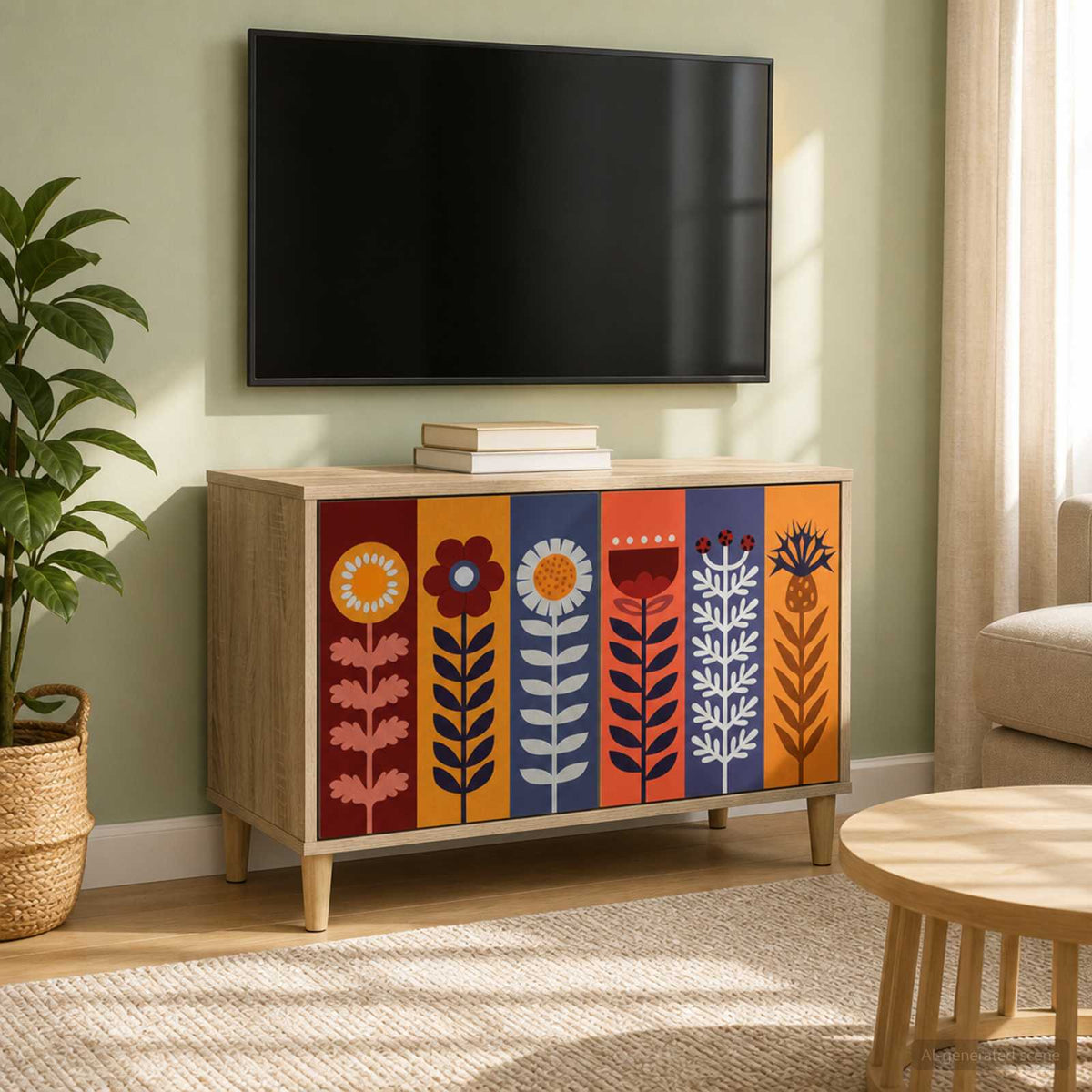 Wooden TV Stand 69cm Wide With 2 Doors - Essen
