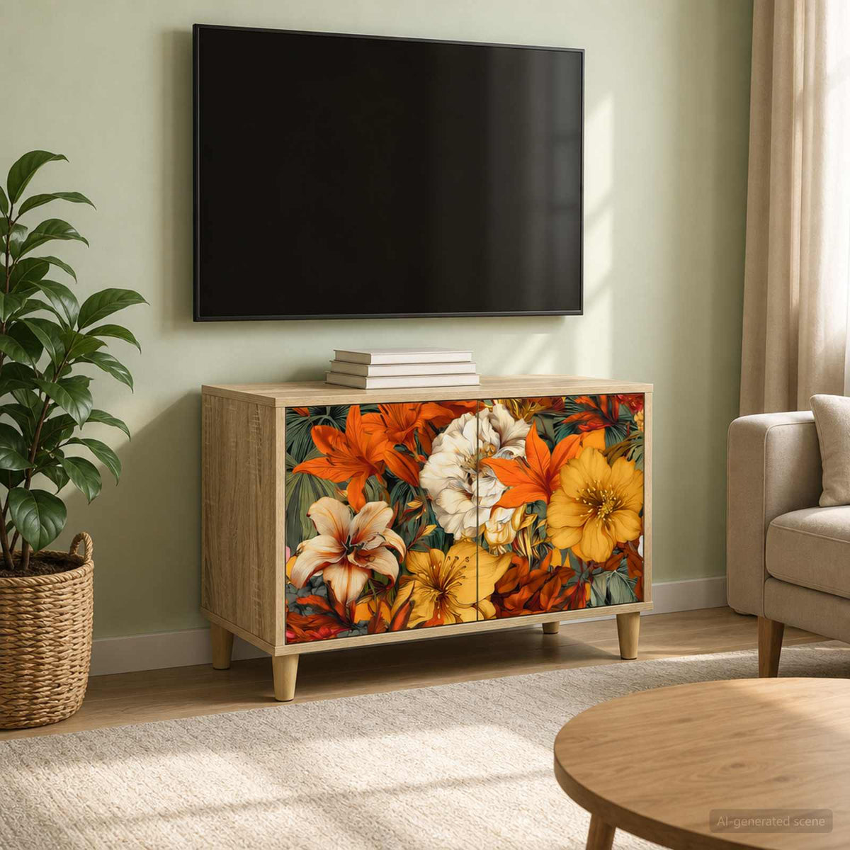 Wooden TV Stand 69cm Wide With 2 Doors - Gennep
