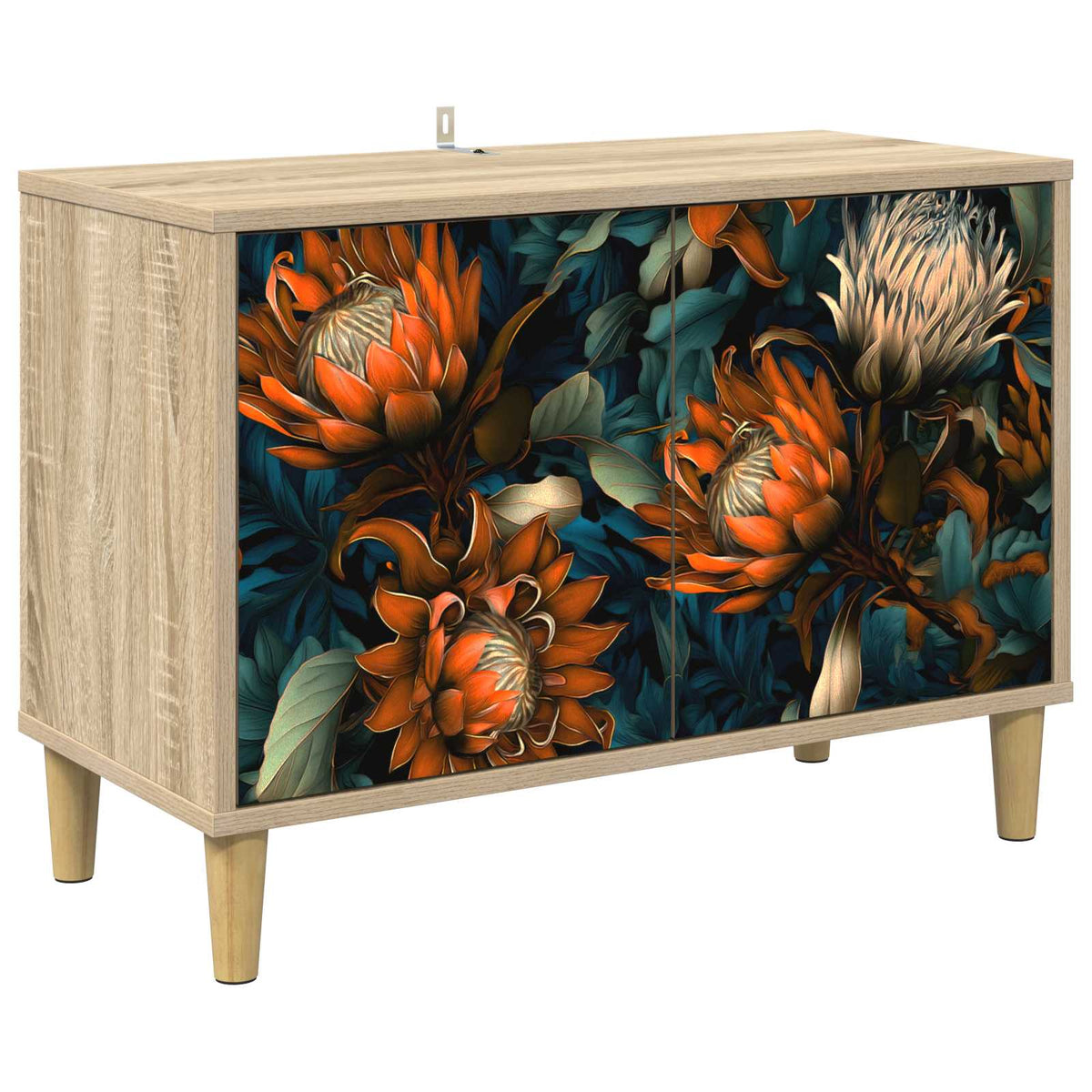 Wooden TV Stand 69cm Wide With 2 Doors - Lochem