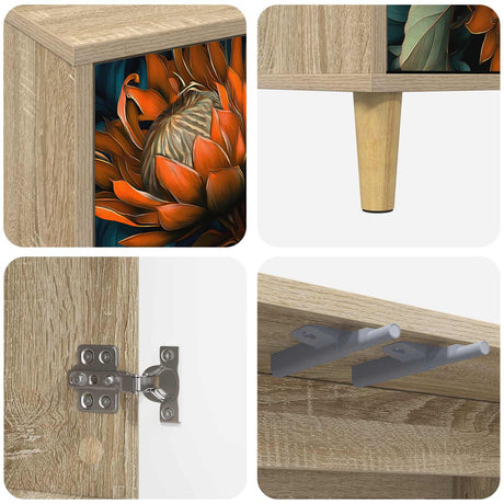 Wooden TV Stand 69cm Wide With 2 Doors - Lochem