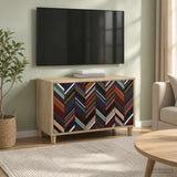 Wooden TV Stand 69cm Wide With 2 Doors - Ommen