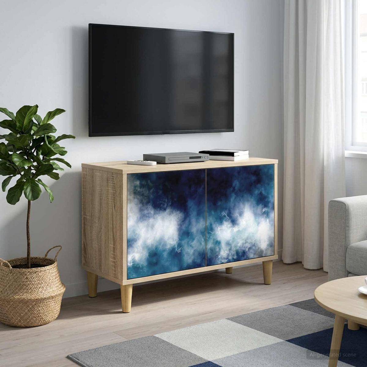 Wooden TV Stand 69cm Wide With 2 Doors - Raalte