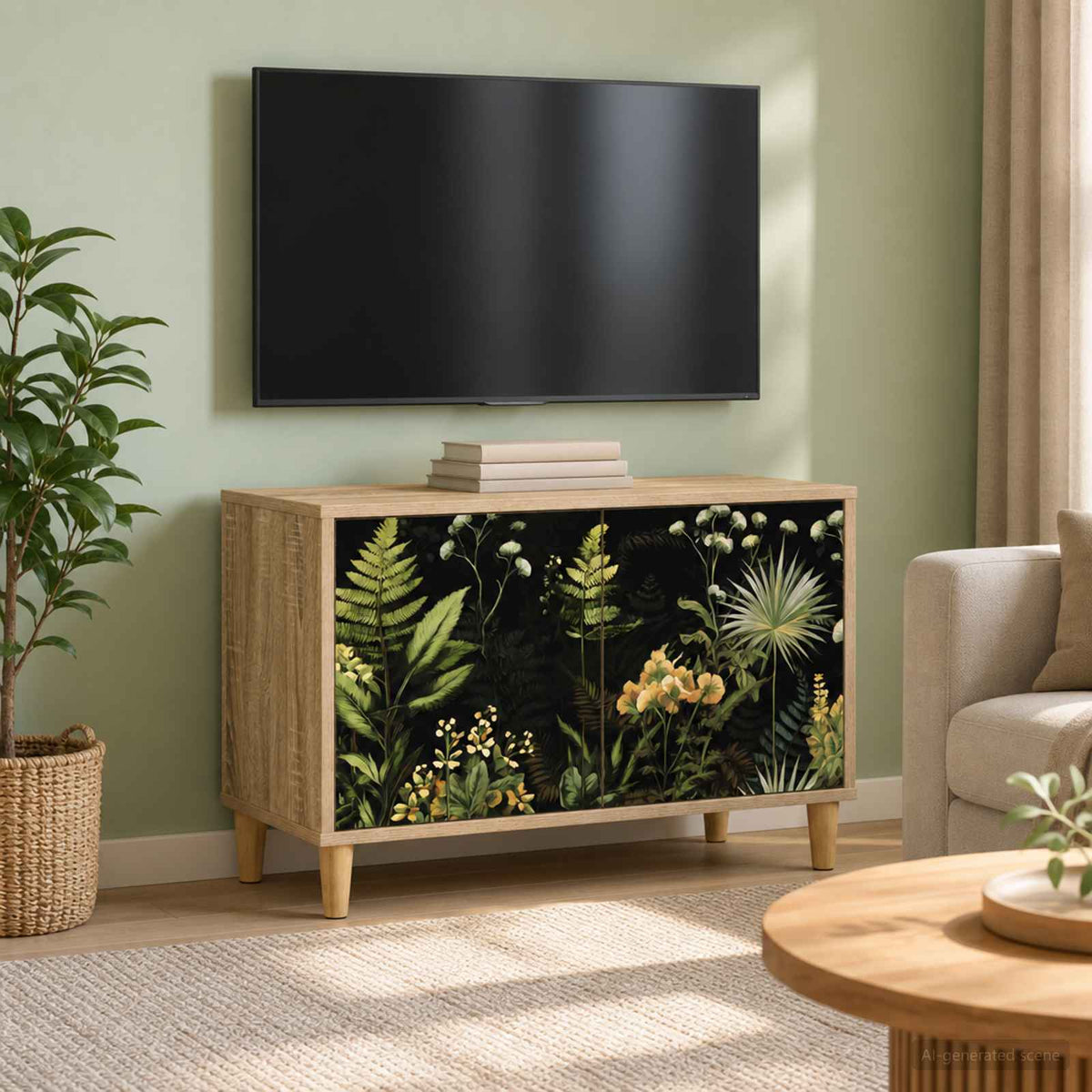 Wooden TV Stand 69cm Wide With 2 Doors - Rhenen